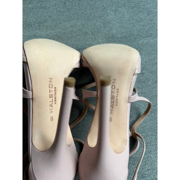 Halston Heritage Monica Leather Strappy Sandal Stilettos Lotus Pale Pink 8 New - Picture 11 of 16